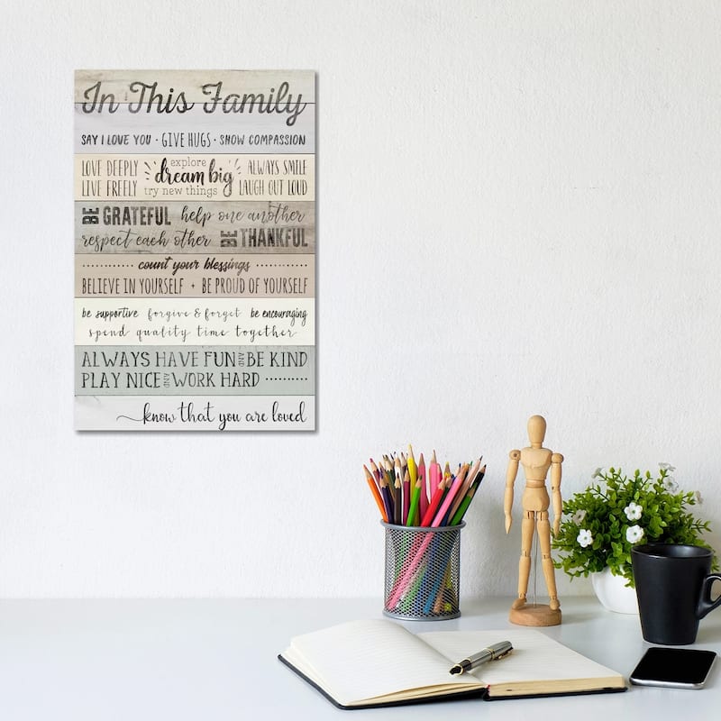 iCanvas "In This Family" by CAD Designs Canvas Print - 12x8x0.75