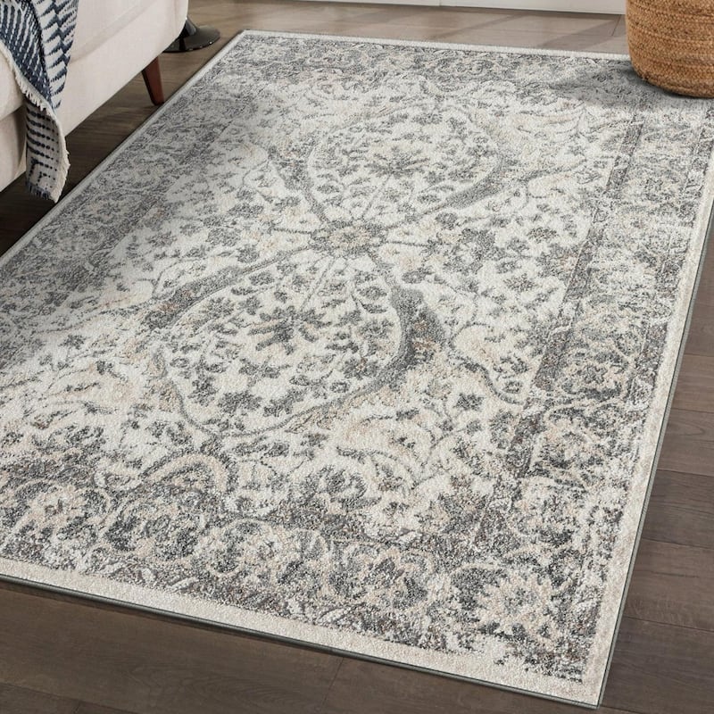 Luxe Weavers Modern Oriental Area Rug, Stain-Resistant Carpet - 5' x 7' - Silver