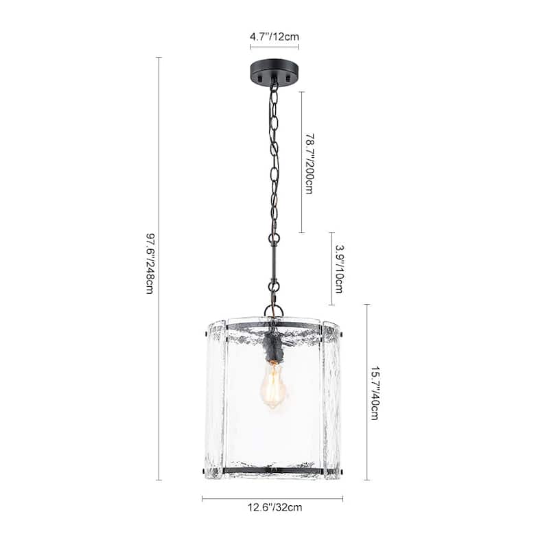 12.6''W Modern 1-Light Water Rippled Glass Pendant - 14.6in