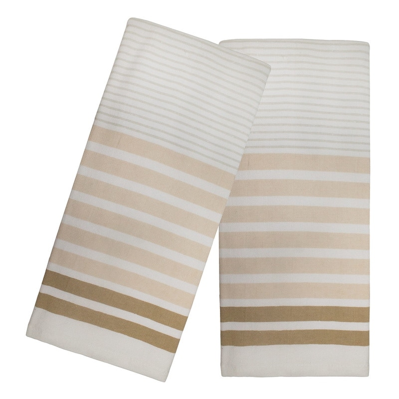 Popular Home 2-Piece Thin Stripes Fouta Kitchen Towel Set, 16x28