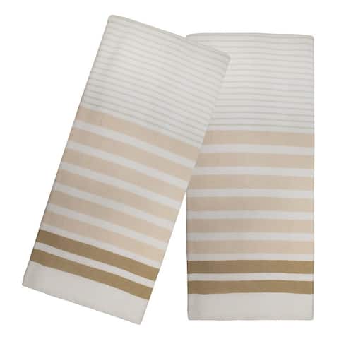 Popular Home 2-Piece Thin Stripes Fouta Kitchen Towel Set, 16x28 Inches - 16x28 Inches