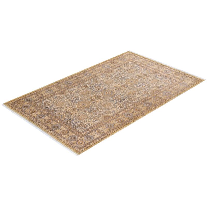 Overton Hand Knotted Wool Vintage Inspired Traditional Mogul Ivory Area Rug - 6' 0" x 9' 8"
