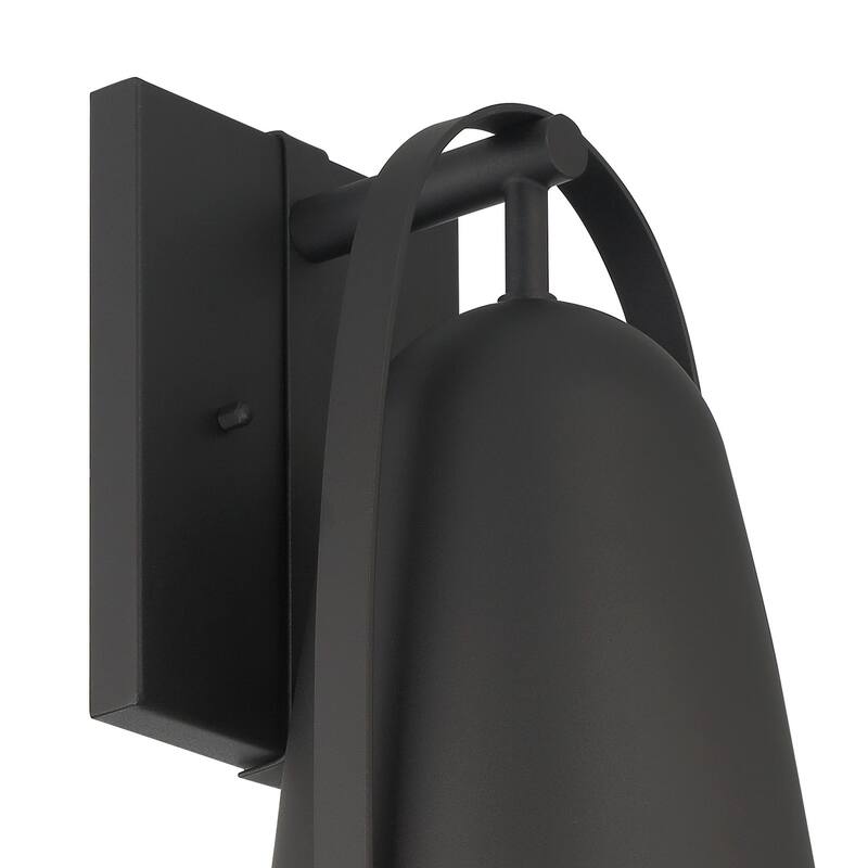 Rue 18 in. 1-Light Black Modern Outdoor Wall Lantern with Dark Sky Metal Shade