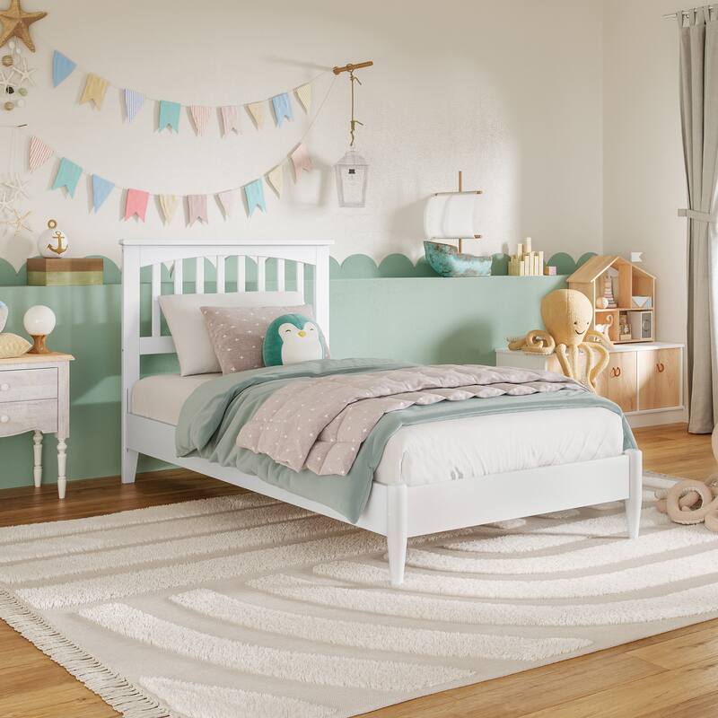 Becket Solid Wood Low Profile Platform Bed - White - Twin