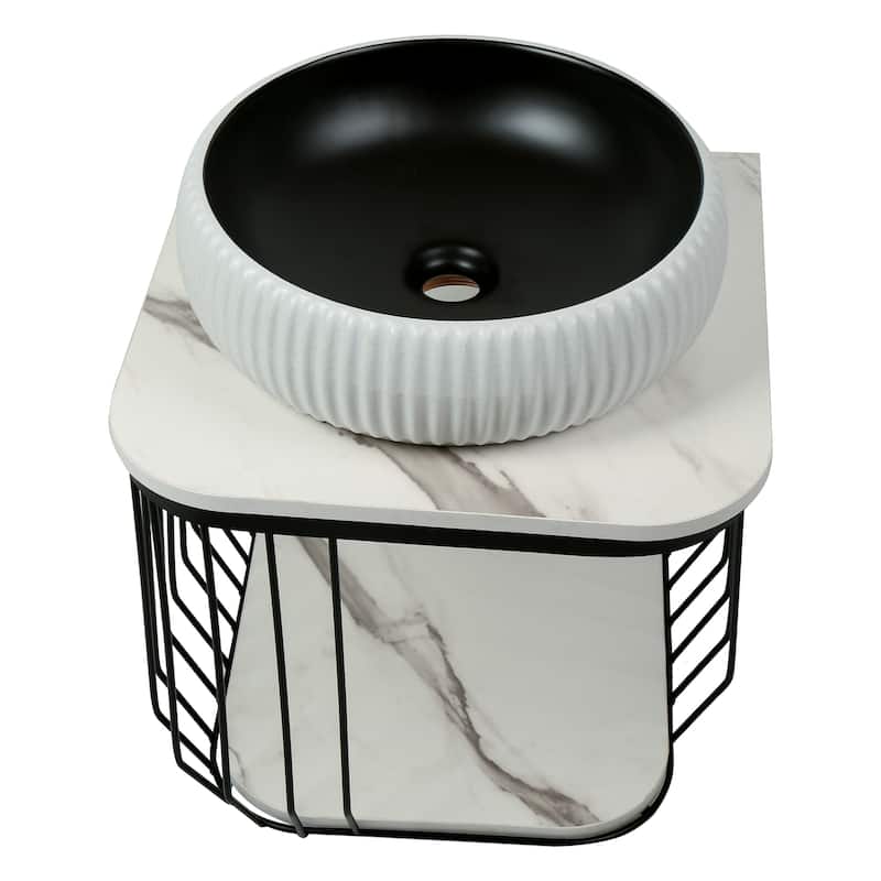 Fine Fixtures Dumbo Modern Bathroom Vanity -Black Rack with Vessel Sink