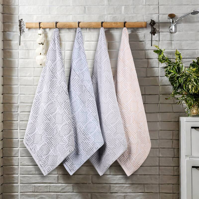 Superior Jasper Cotton Modern Geometric Jacquard Hand Towel Set of 6