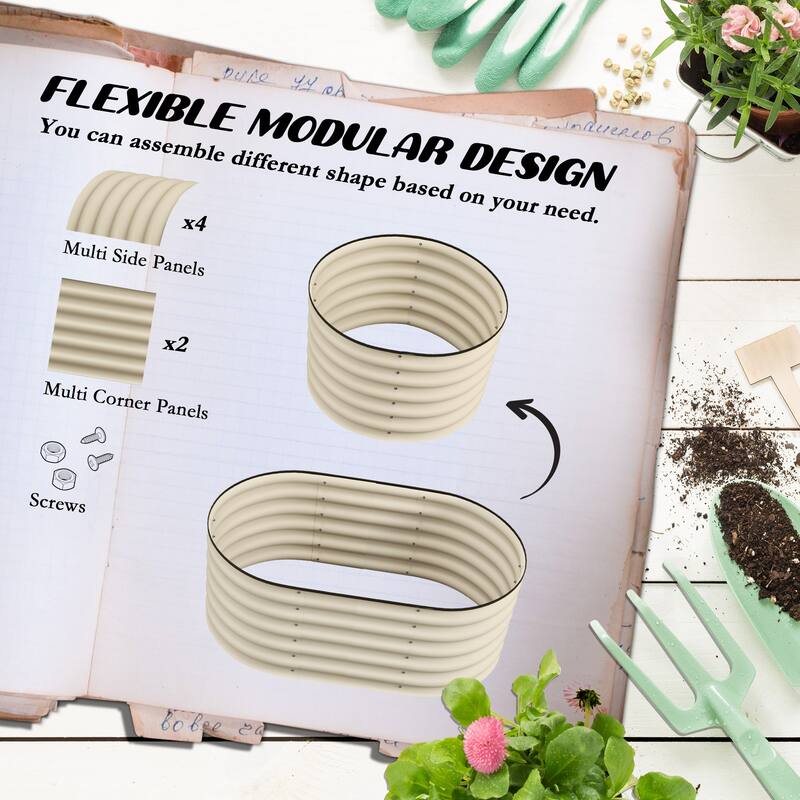 Outdoor Open Bottom Metal Garden Planter Box for Backyard Patio Lawn