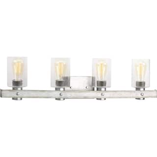 Gulliver Collection 4-Light Galvanized Finish Clear Seeded Glass Coastal Bath Vanity Light