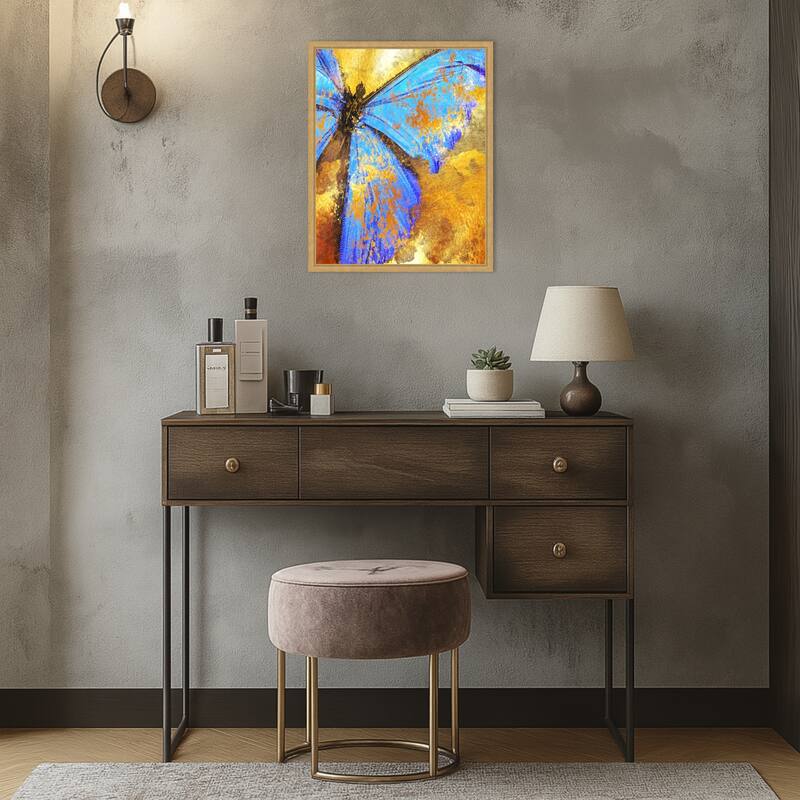 Blue Butterfly by Sannel Larson Framed Canvas Wall Art Print