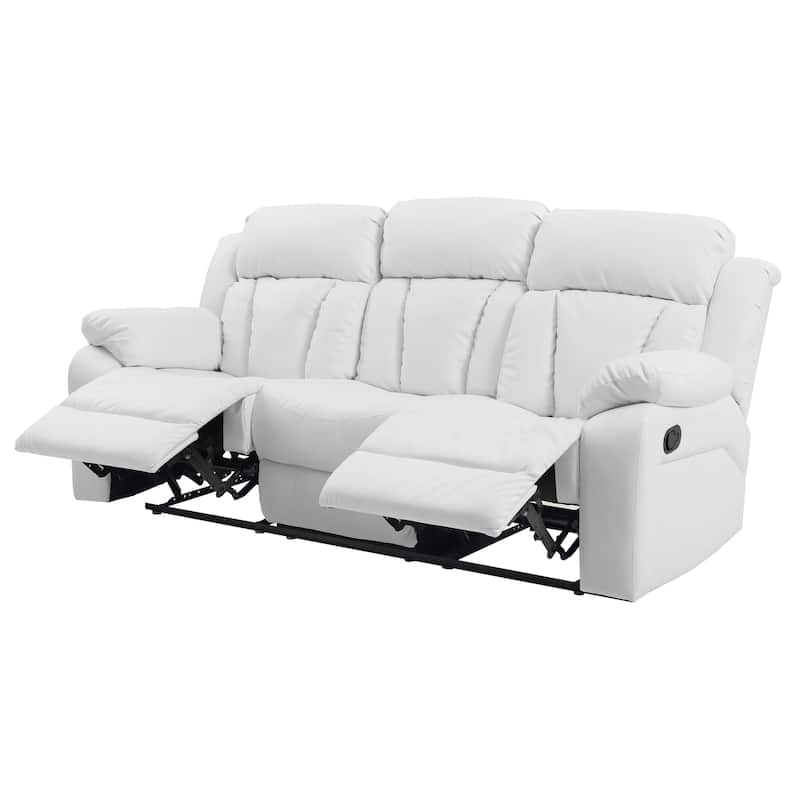 Daria Faux Leather Reclining Sofa - White