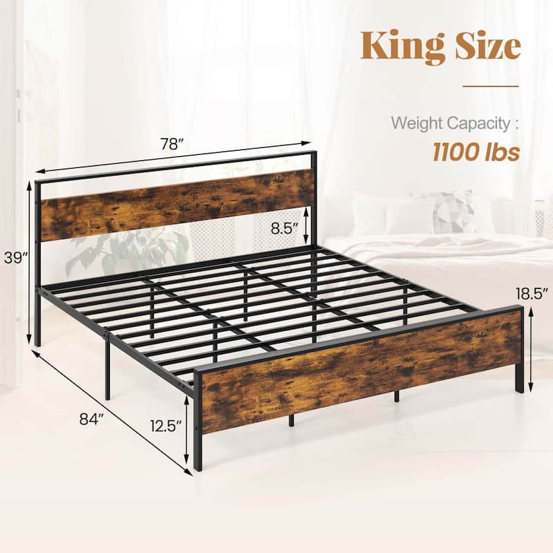 Twin/Full/Queen/King Size Bed Frame Heavy-Duty Mattress Foundation - King