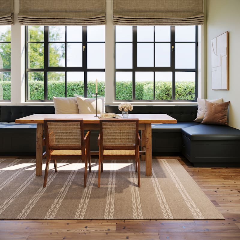 Nate Berkus York Striped Wool Cozy Area Rug - 6' x 9' - Brown