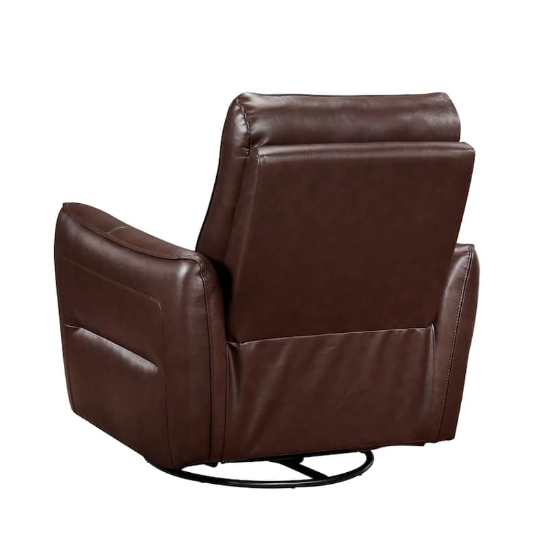 Temy Swivel Glider Manual Reclining Chair, Dark Brown Grain Leather