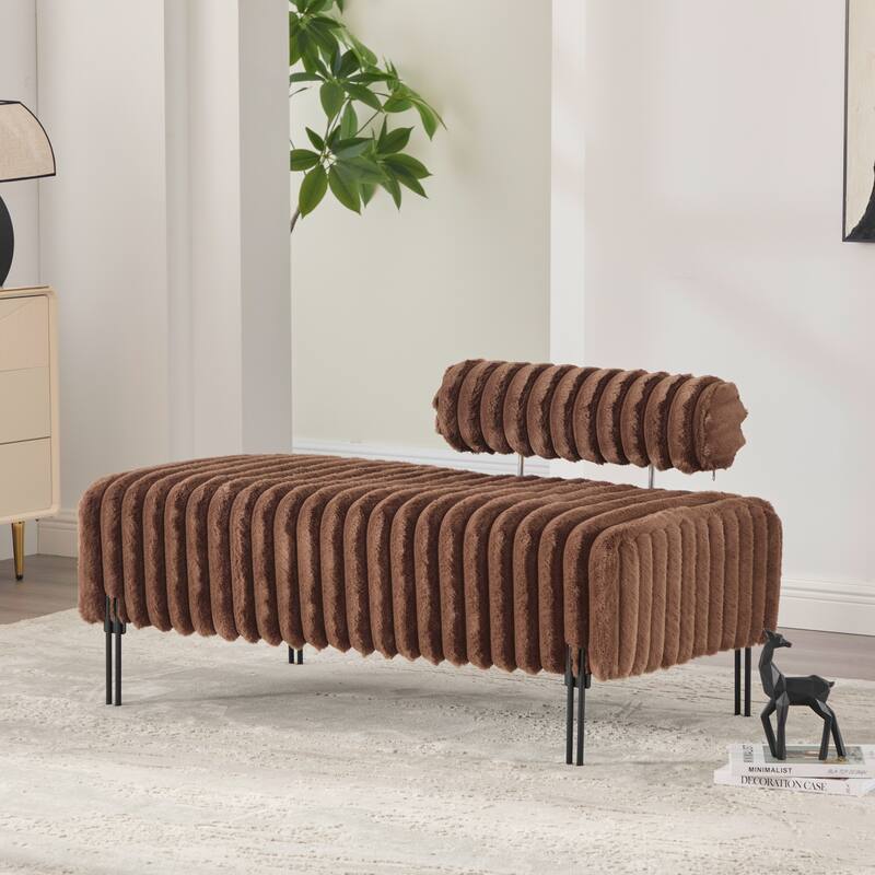 49.6"W Oversized Modern Upholstered Bench Ottoman with Metal Legs