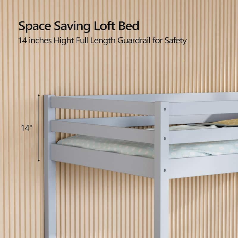 Espresso Wood Junior Loft Bed with Stairs for Adults, Kids and Young Teens