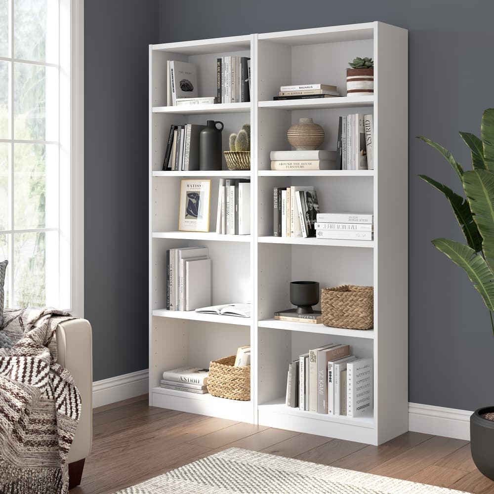 Bush Furniture Universal 25W Tall 5 Shelf Bookcase - Set of 2