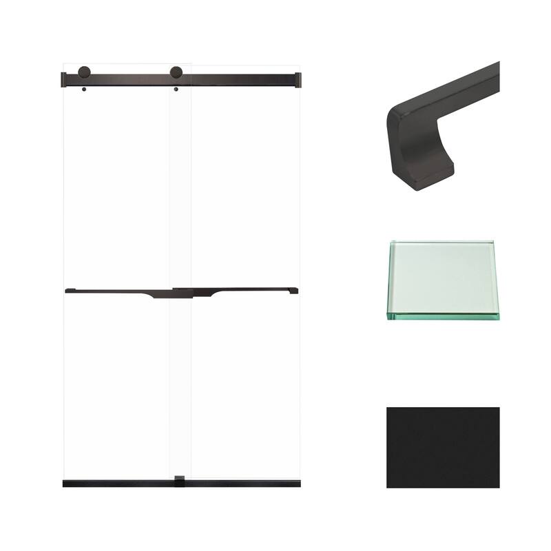 Brianna 48 in. W x 80 in. H By-Pass Frameless Shower Door with Clear Glass - 44-48-in W x 80-in H - Matte Black
