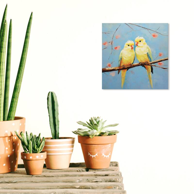 Wynwood Studio Canvas Animals Adventurous Birds Yellow and Neon Yellow Traditional Wall Art Canvas Print - 12 x 12