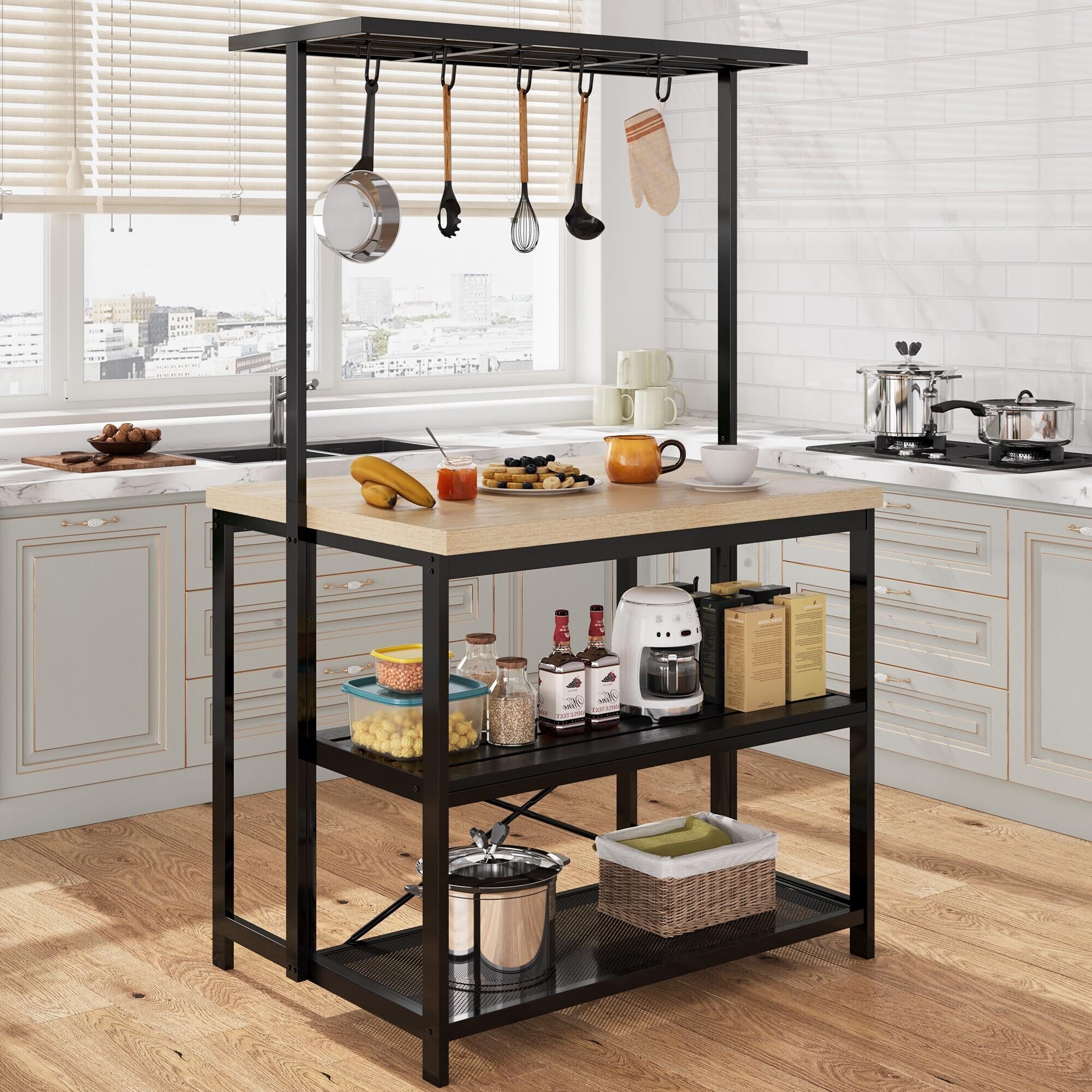 42 Large Kitchen Island Bakers Rack Microwave Oven Stand Shelf with 3 Tier Storage Bed Bath Beyond 40186890