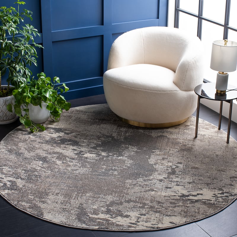 SAFAVIEH Madison Memnuna Modern Abstract Rug - 5' Round - Beige/Grey - Round