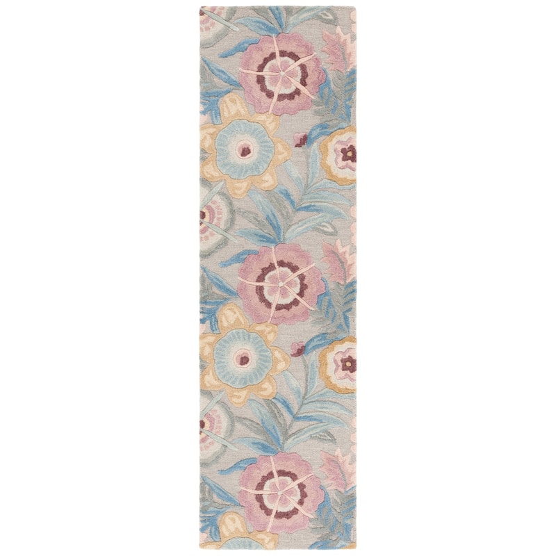 SAFAVIEH Handmade Bellagio Jozsefne Modern & Contemporary Wool Rug - 2'3" x 8' Runner - Grey/Pink