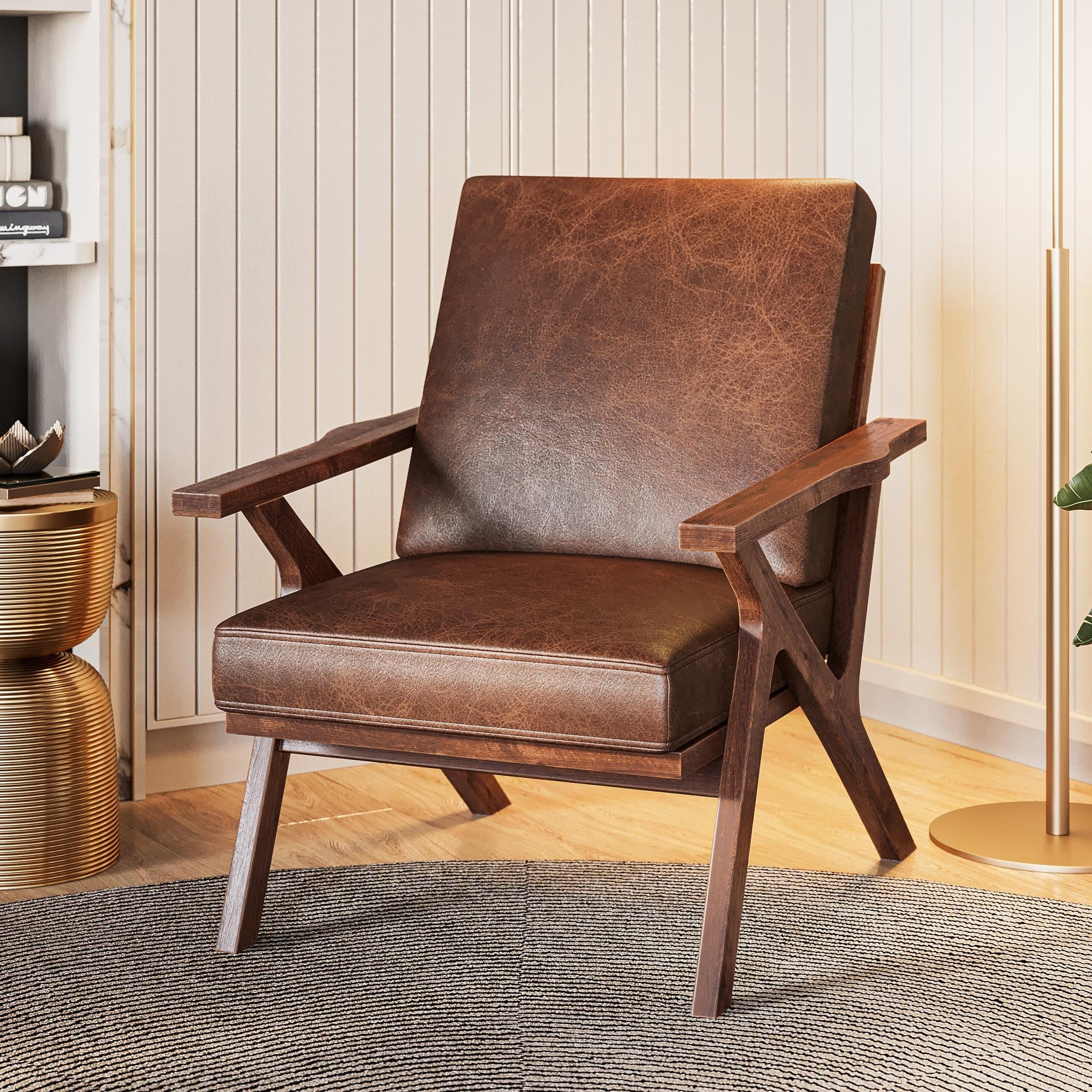 Belleze indoor furniture chaise lounge living room top chair contemporary design with hardwood