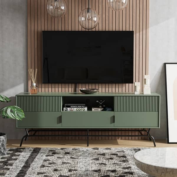 DH BASIC Modern Sage Green 60inch 3Drawer Media TV Stand by