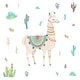 preview thumbnail 1 of 2, RoomMates Tan & Green & Blue Watercolor Llama Giant Wall Decals
