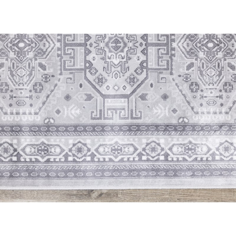 Victoria Collection - Grey/White Triple Medallion Rug