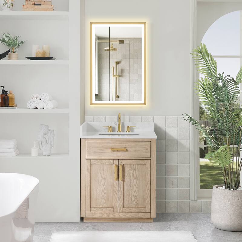 Altair Gavino Bath Vanity with Grain White Composite Stone Top, no Mirror
