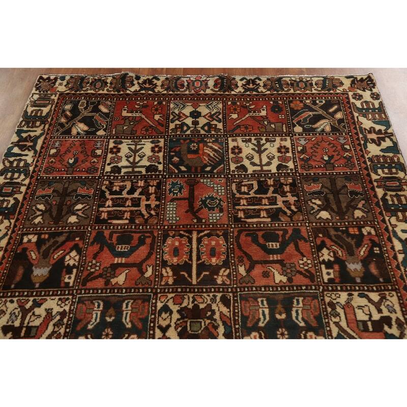 Garden Design Bakhtiari Persian Vintage Area Rug Handmade Wool Carpet - 5'0"x 9'0"