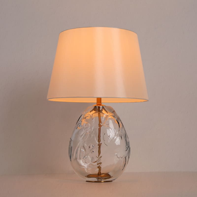 Modern 24-inch Table Lamp Crystal Textured Glass Gold Elegant Desk Lights - D15.7"xH23.6"