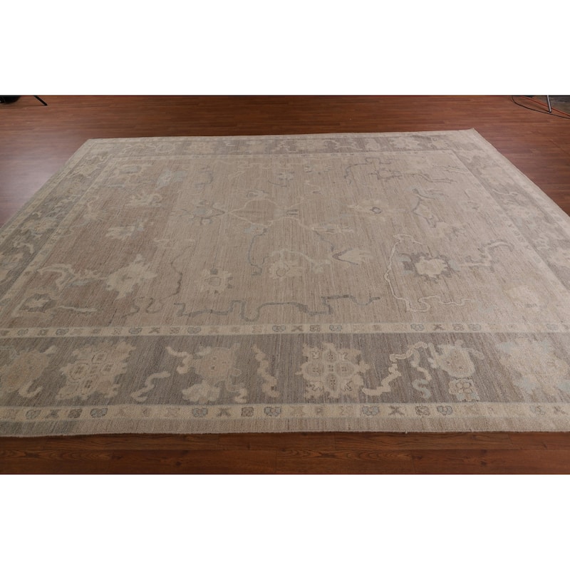 Vegetable Dye Oushak Oriental Area Rug Handmade Floral Wool Carpet - 8'9" x 11'7"
