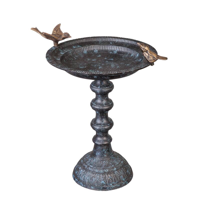 19 in. Cast Iron Bird Bath on Pedestal