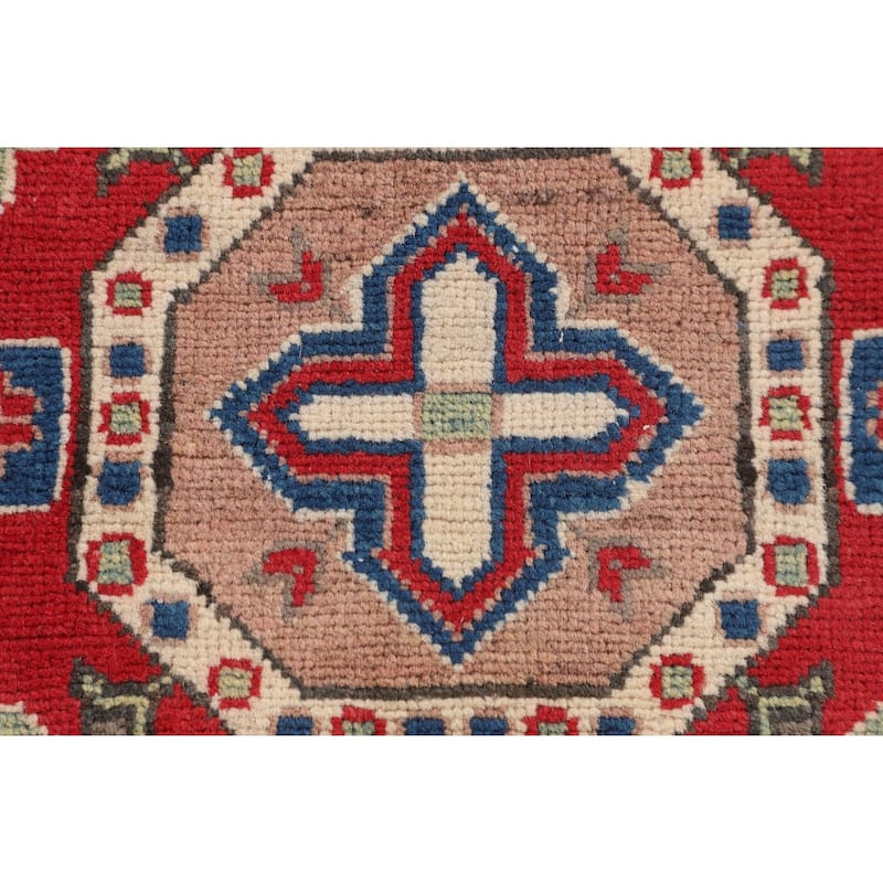Traditional Red Kazak Foyer Rug Hand-Knotted Wool Carpet - 2'10" x 3'11"