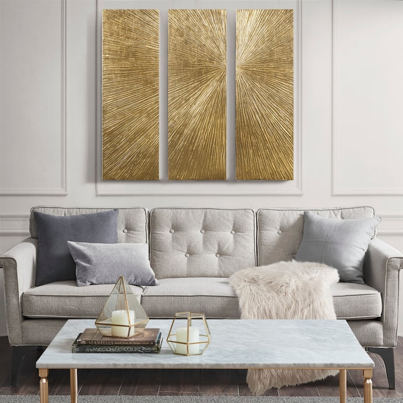 Madison Park Signature Sunburst Hand Painted Triptych 3-piece Dimensional Resin Wall Art Set
