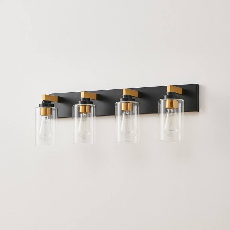 KAWOTI 28.4" 4-Light Bathroom Vanity Light with Clear Glass Shade