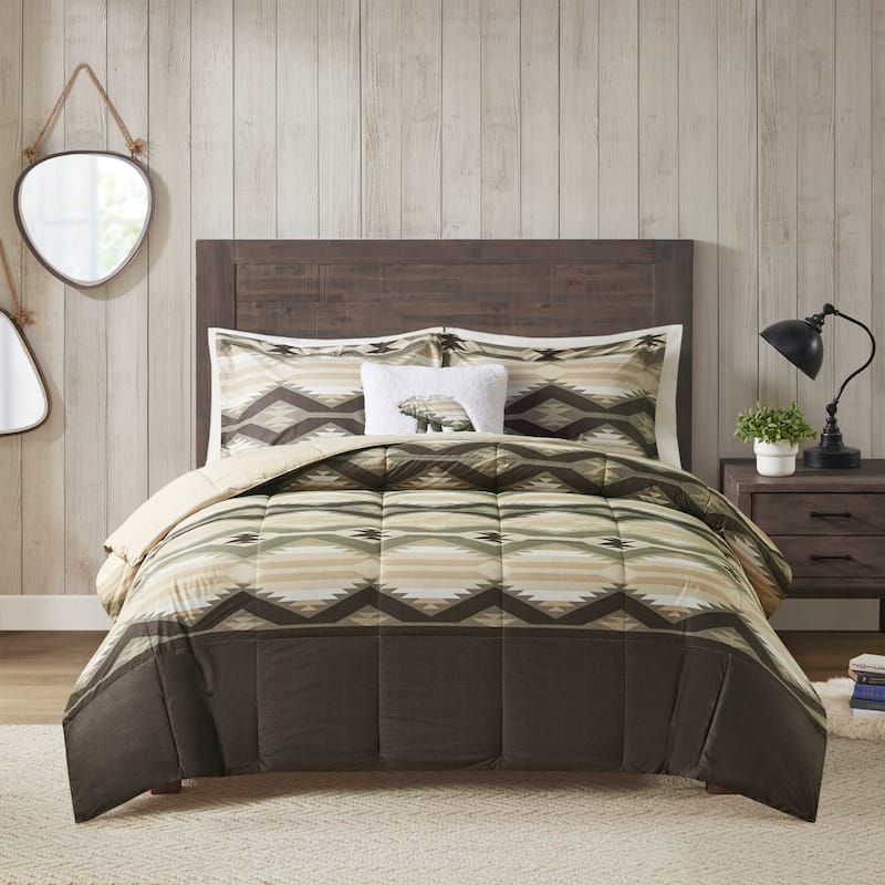 Woolrich Emmet Creek Down Alternative Comforter Set with Throw Pillow - Brown - Full - Queen