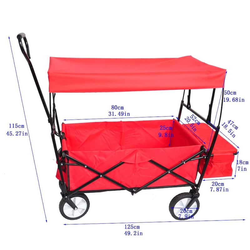 Folding Steel Large Capacity Wagon Garden Cart Shopping Beach Cart
