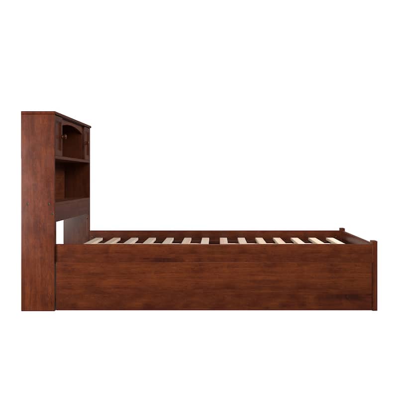AFI Newport Full Size Platform Bed with Footboard & Twin Trundle in Walnut
