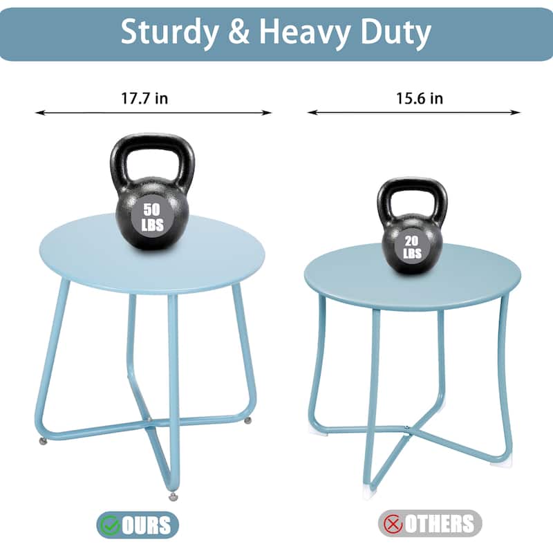 Clihome Outdoor Modern Steel Round Accent Side Table