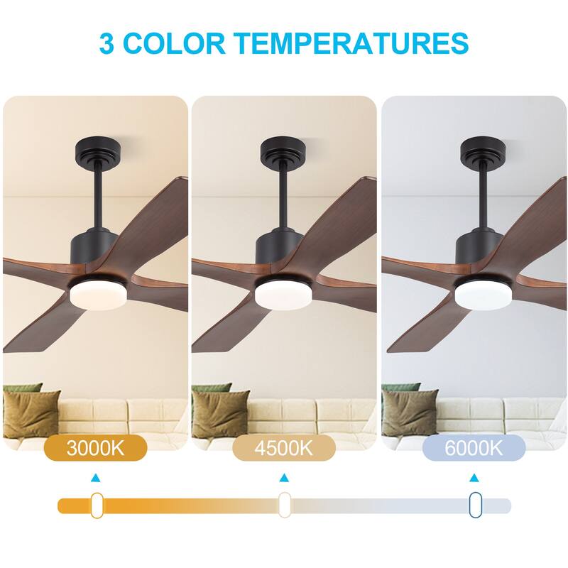 MLiAN 54 inch Solid Wood Indoor Ceiling Fan with Light Kit and Remote - 54 inch