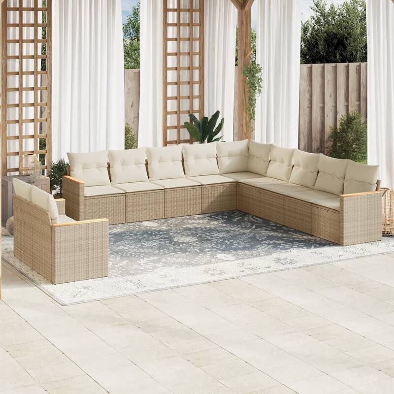 vidaXL Garden Sofa Set Black - 24.4 x 24.4 x 27.2 - Beige Large Without table