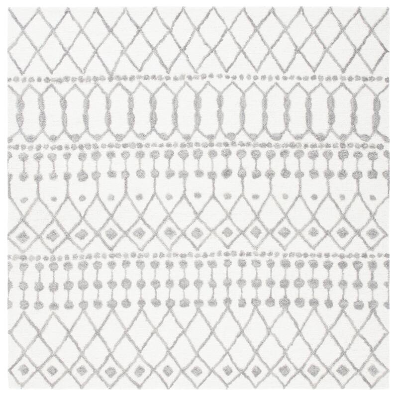 SAFAVIEH Handmade Blossom Orit Moroccan Wool Rug - 6' Square - Ivory/Grey