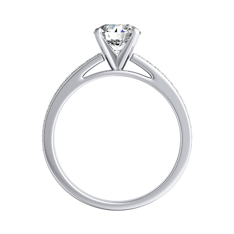 Auriya 3/4ct Cushion-cut Moissanite and Diamond Engagement Ring 14k Gold 1/6ct TDW