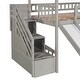 preview thumbnail 8 of 16, Twin Size High Loft Bed with Ladder and Slide, Solid Wood Playhouse Loftbed Bedframe with Storage Staircase, for Kids Teens