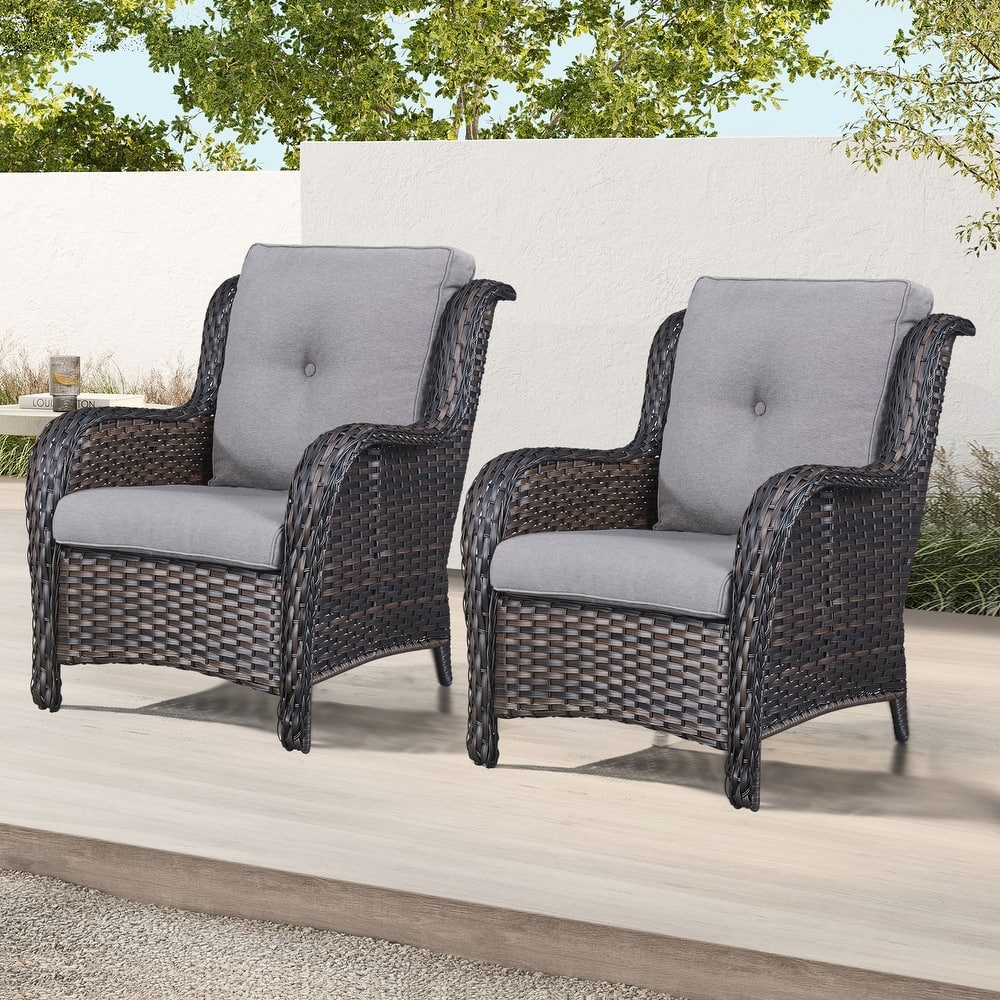 Gymojoy Outdoor Patio Rattan Chairs with Cushions Set of 2