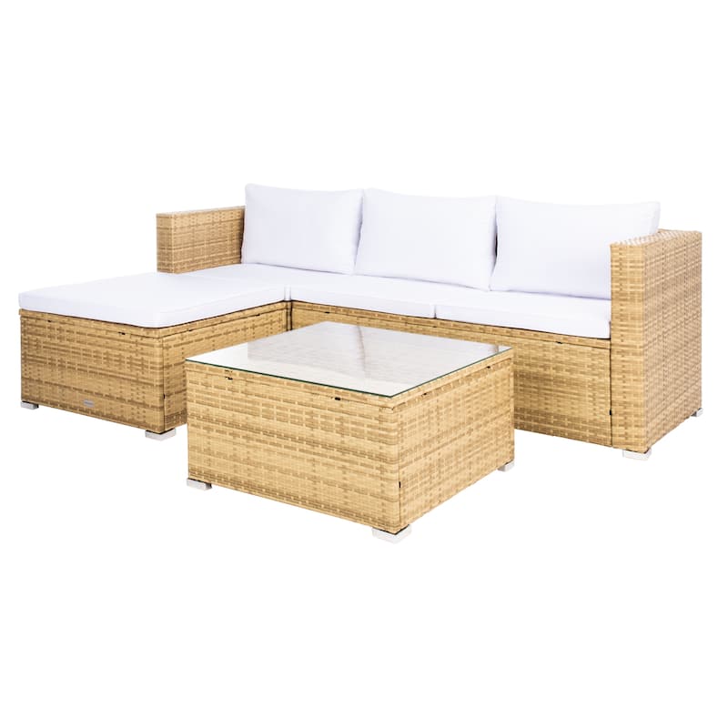 SAFAVIEH Outdoor Patio Furniture Lainey 3-Piece Sectional Conversation Set - 51W x 26D x 27H