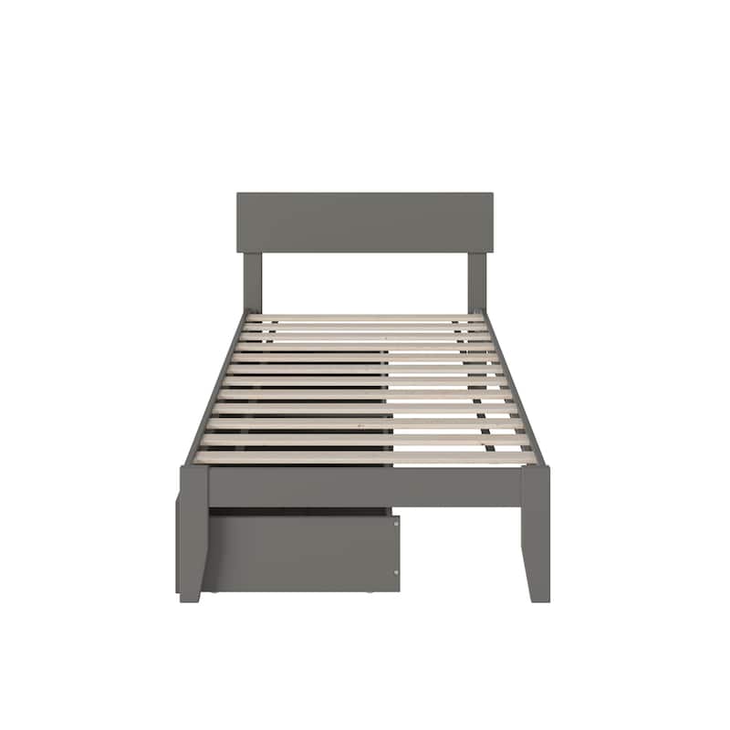 Twin Bed with Drawers - Coastal Cottage Style Grey Bedroom Furniture