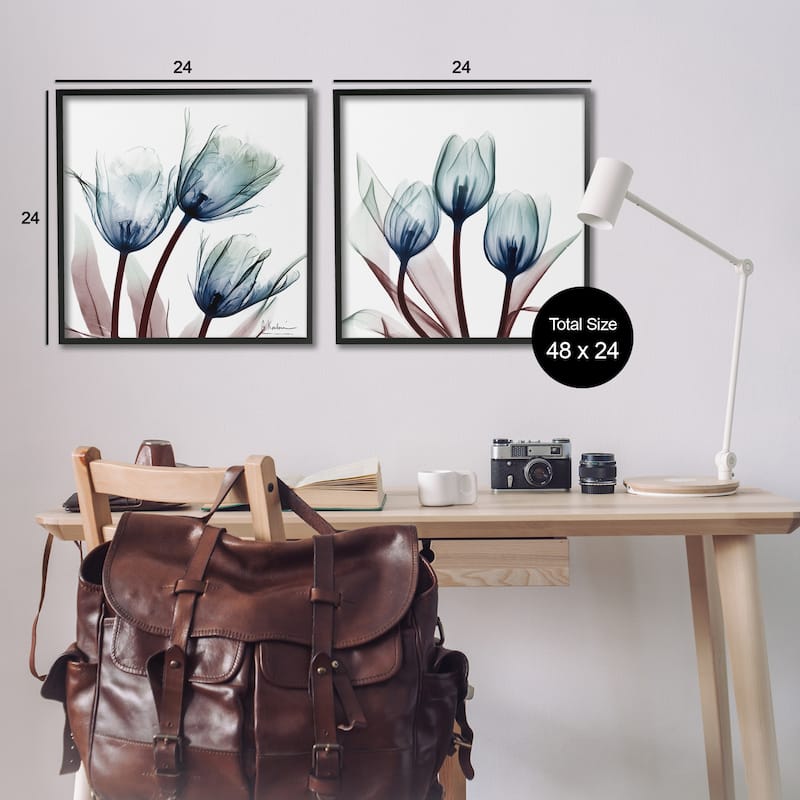 Stupell Vibrant Blue Tulips Framed Giclee Art Design By Albert Koetsier (Set of 2)